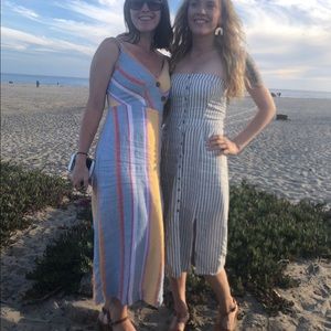 IT HAS POCKETS! Strapless striped button up dress. Comfortable and chic